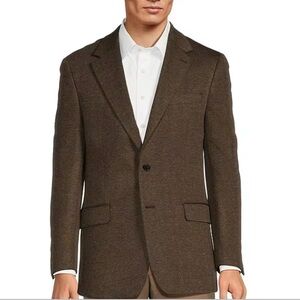 Hickey Freeman Collection Herringbone Br Tweed Coat /Lands End Pant Suit 42R/40
